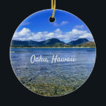 Oahu Beach Cove Keramik Ornament<br><div class="desc">Aussicht auf den tropischen Ozean und das Ko'olau Gebirge in Kailua auf der Insel Oahu, Hawaii.</div>