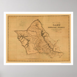 Oahu Hawaii Eisenbahnkarte 1881 Poster