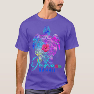 Oahu Hawaii Hawaiianische Gefärbte Krawatte Sea Tu T-Shirt