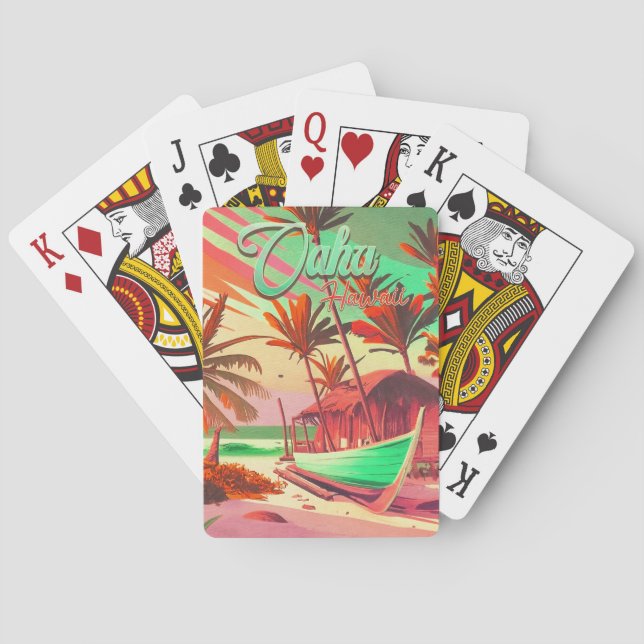 Oahu Hawaii Insel Tropical Travel Palm 1960er Spielkarten (Rückseite)