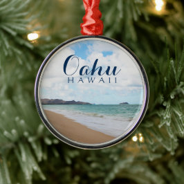 Oahu Hawaii Ocean Waves & Beach Ornament Aus Metall