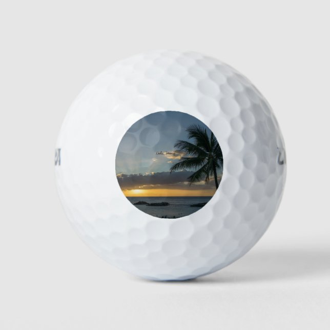 Oahu, Hawaii Sonnenuntergang Golfball (Vorderseite)