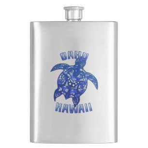 Oahu Hawaii Vacation Tribal Turtle Flachmann