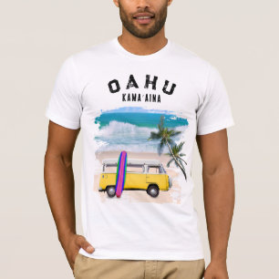Oahu Kamaʻaina Gelbes Vintage Van Surfbrett T-Shirt