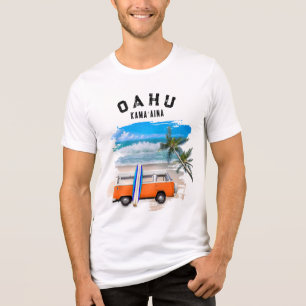 Oahu Kamaʻaina Orange Vintage Van Surfbrett Tri-Blend Shirt