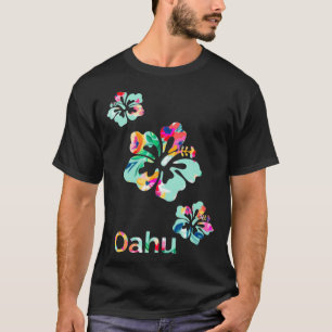 Oahu T Hawaii Hawaiianische Hibiskusblumen Surfer T-Shirt