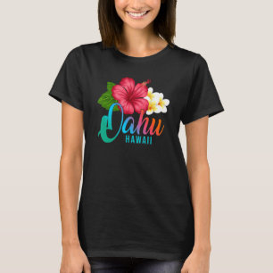 Oahu Urlaub mit hawaiianischem tropischem Hibiskus T-Shirt