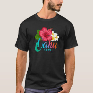Oahu Urlaub mit hawaiianischem tropischem Hibiskus T-Shirt