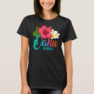 Oahu Urlaub mit hawaiianischem tropischem Hibiskus T-Shirt
