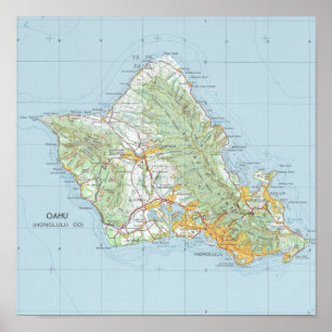 Oahu Vintage Karte Poster