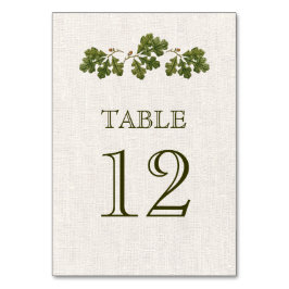 Oak Blätter Burlap Texture Wedding Tischnummer