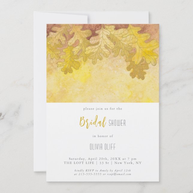 Oak-Blätter im Herbst Brautparty Einladung (Vorderseite)