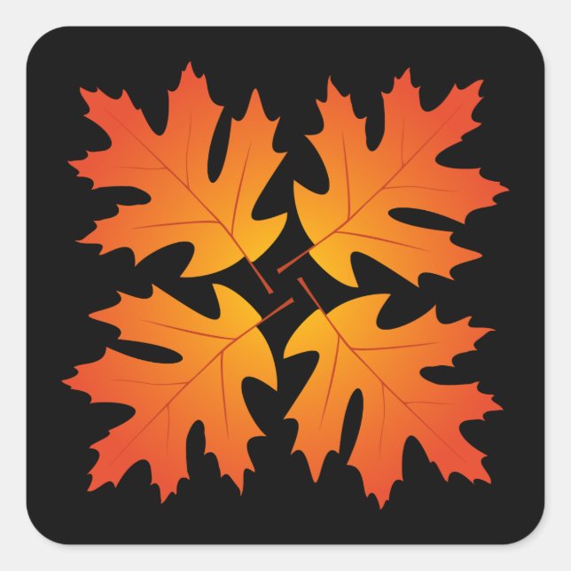 Oak-Blätter Quadratischer Aufkleber (Vorderseite)