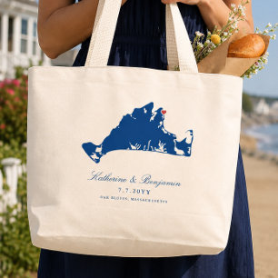 Oak Bluffs Hochzeit Martha's Vineyard Karte Willko Jumbo Stoffbeutel
