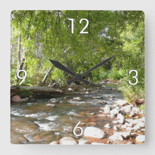 Oak Creek II in Sedona Arizona Naturfotografie Quadratische Wanduhr
