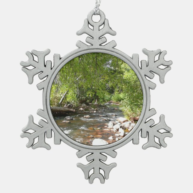 Oak Creek II in Sedona Arizona Naturfotografie Schneeflocken Zinn-Ornament (Vorderseite)