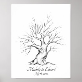 Oak Fingerprint Tree for Anniversary Poster