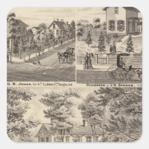 Oak Grove Farm Residenz von George Nebeker Quadratischer Aufkleber