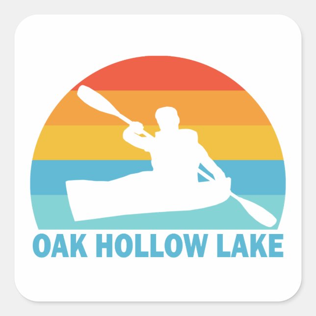 Oak Hollow Lake North Carolina Kayak Quadratischer Aufkleber (Vorderseite)