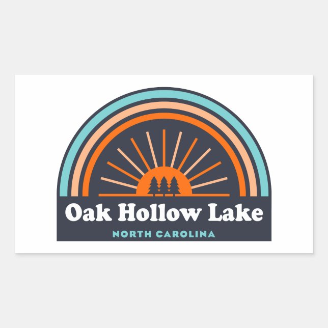 Oak Hollow Lake North Carolina Rainbow Rechteckiger Aufkleber (Vorderseite)