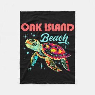 Oak Island Beach Nc Artistic Sea Turtle Retro Fleecedecke