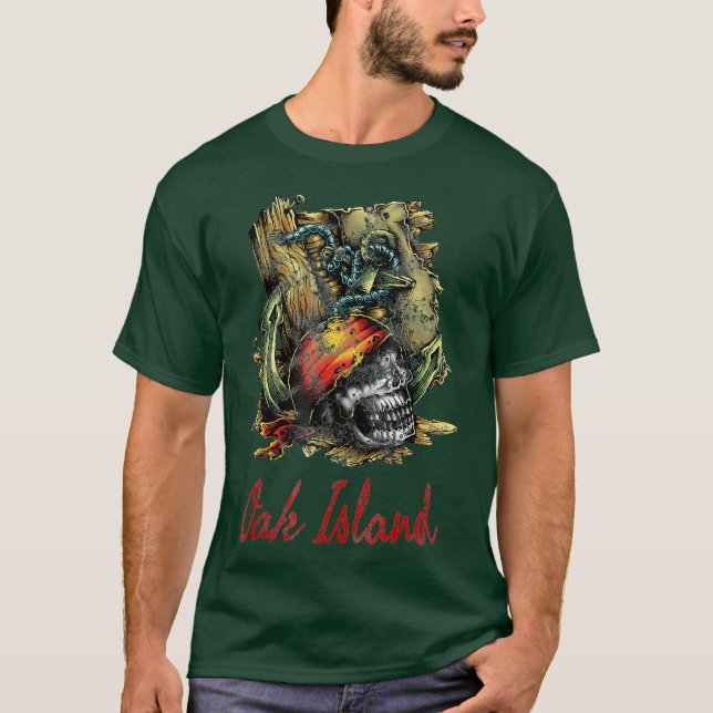 Oak Island Mystery Curate Pirate Karte T-Shirt (Vorderseite)