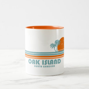 Oak Island North Carolina Sun Palm Trees Zweifarbige Tasse