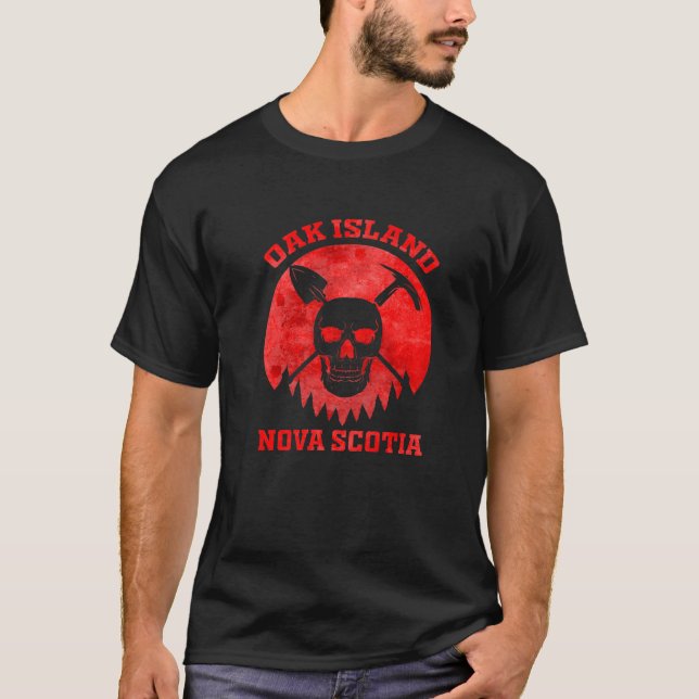 Oak Island Nova Scotia Schädel Schatzsucher T-Shirt (Vorderseite)