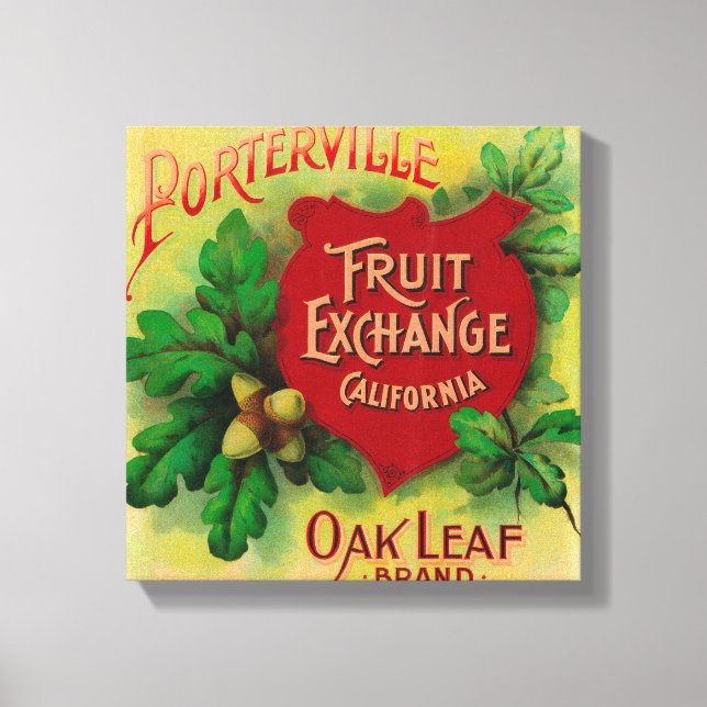 Oak Leaf Orange LabelPorterville, CA Leinwanddruck (Vorderseite)