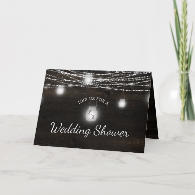 Oak Ridge Rustic Dark Wood Couple's Polterabend Einladung (Vorderseite)