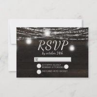 Oak Ridge Rustic Dark Wood Wedding RSVP Reaktion