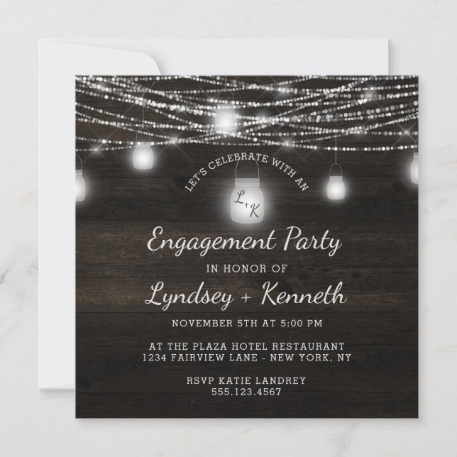 Oak Ridge Rustic Let's Celebrate Engagement Party Einladung (Vorderseite)