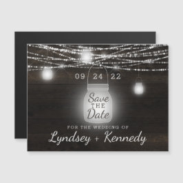 Oak Ridge Rustic Mason Jar Wedding Save the Date Magnetkarte