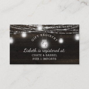 Oak Ridge Rustic Wood Brautparty Gift Registry Begleitkarte