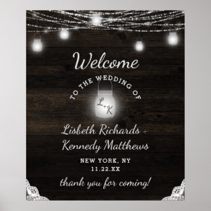 Oak Ridge Rustic Wood & dentelle Affiche de bienve