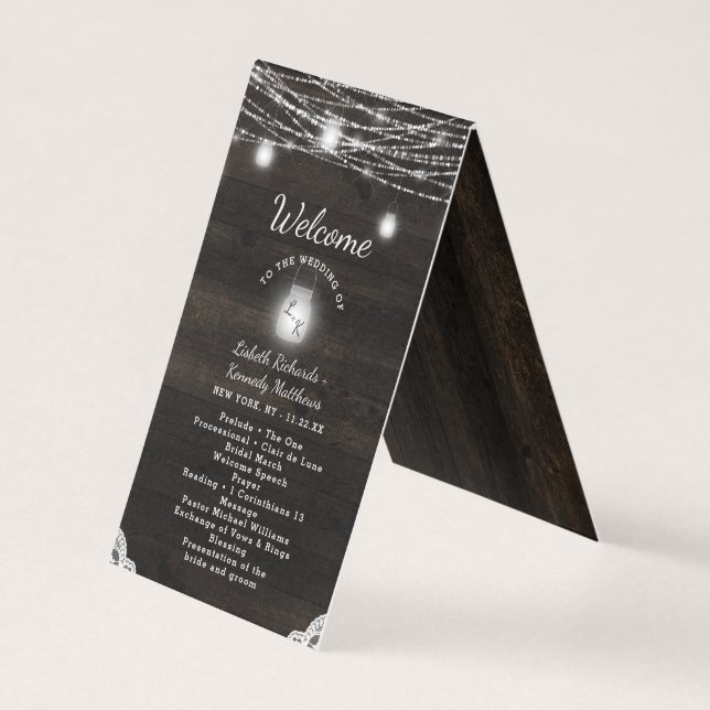 Oak Ridge Rustic Wood Mariage programme de cérémon (Front)
