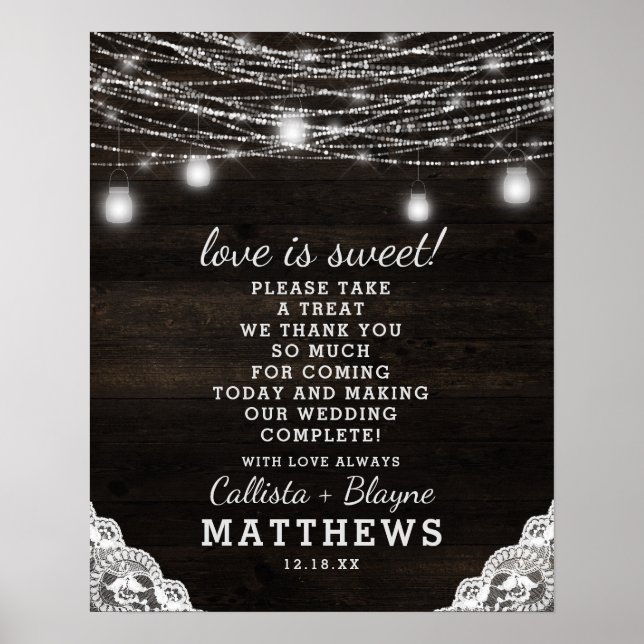 Oak Ridge Rustikale Liebe ist Sweet Leckerei Weddi Poster (Vorne)