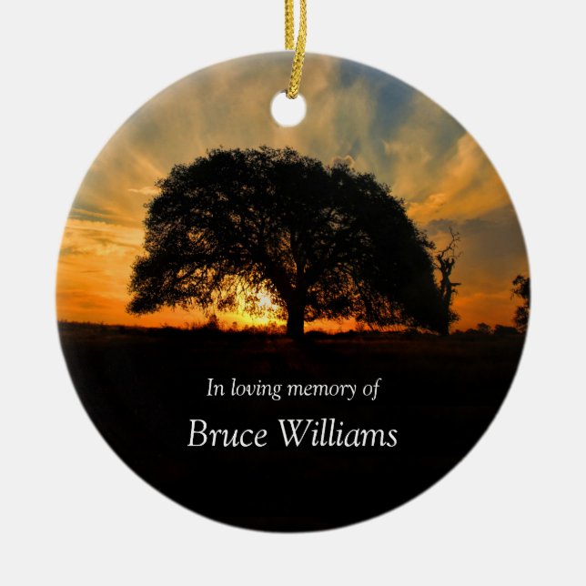 Oak Tree and Sunset Memorial Keramik Ornament (Vorne)