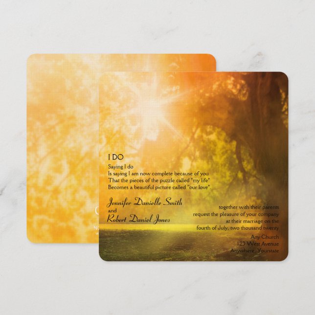 Oak Tree at Sunset Wedding Einladung (Vorne/Hinten)