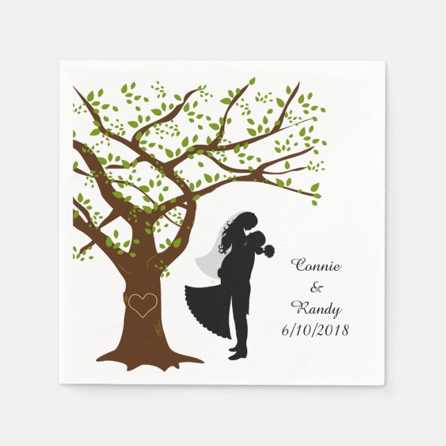 Oak Tree Bride und Groom Napkin Serviette (Vorderseite)