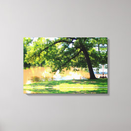 Oak Tree by Waters Edge Canvas Print Leinwanddruck