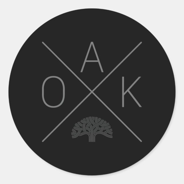 Oak Tree Cross Gray Oakland Kalifornien Runder Aufkleber (Vorderseite)
