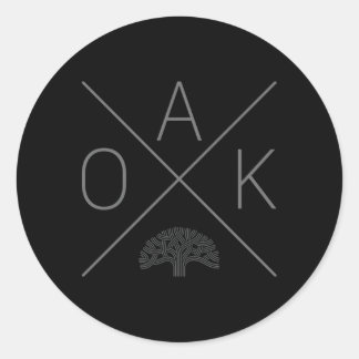Oak Tree Cross Gray Oakland Kalifornien Runder Aufkleber