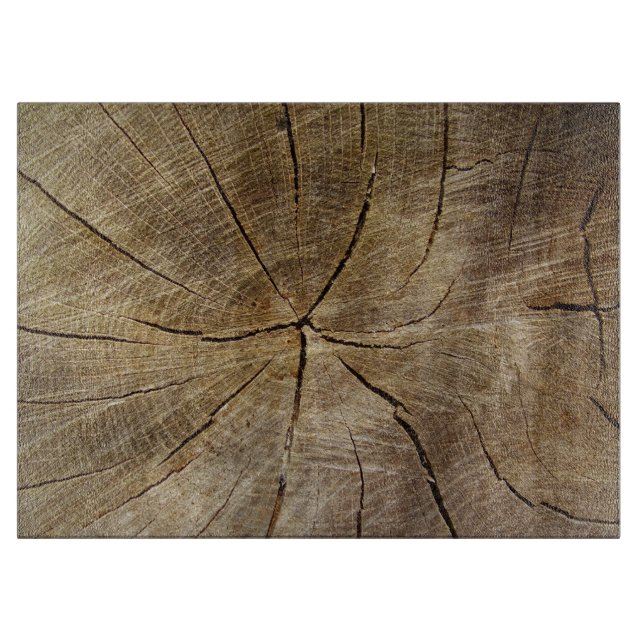 Oak Tree Cross Section Glass Chopping Board Schneidebrett (Vorderseite)