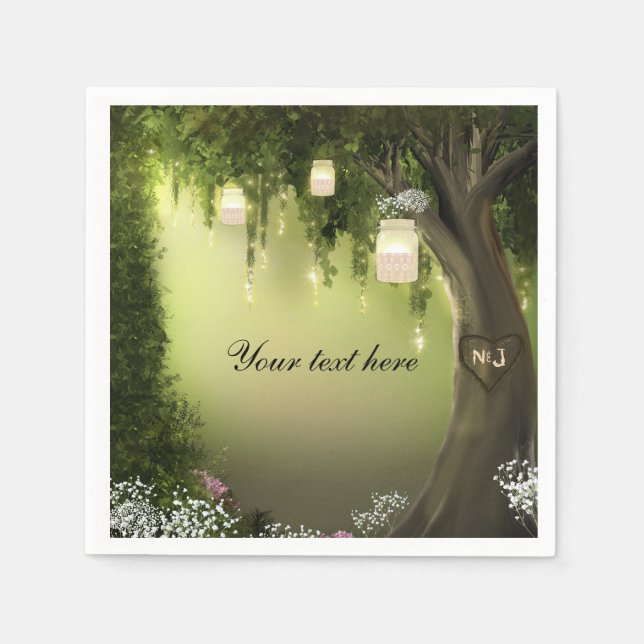 Oak Tree Enchanted Forest Garden Wedding Napkins Serviette (Vorderseite)