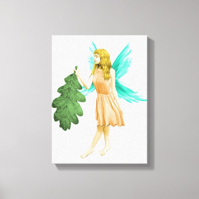 Oak Tree Fairy mit einem Eichenleaf Leinwanddruck (Vorderseite)