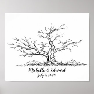 Oak Tree Fingerprint Gästebuch für Familien