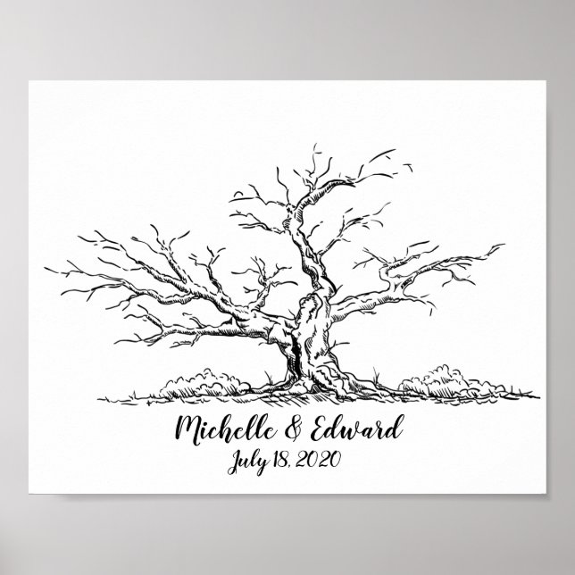Oak Tree Fingerprint Gästebuch für Familien (Vorne)