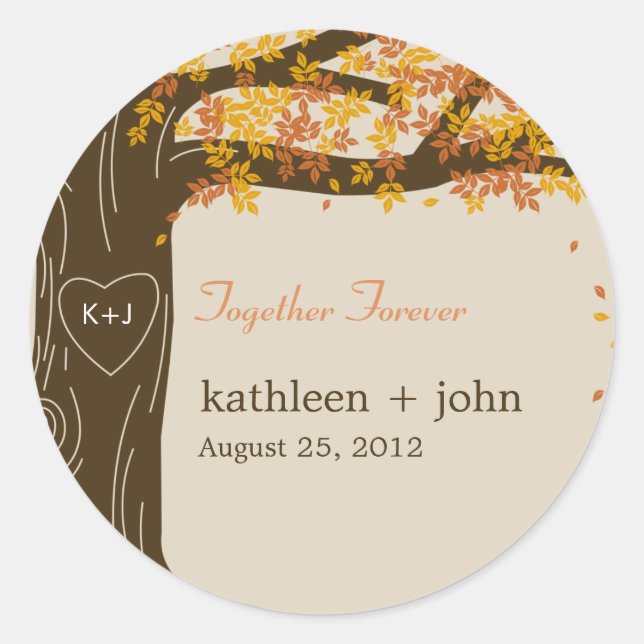 Oak Tree Hochzeit im Herbst Fevor Sticker (Vorderseite)
