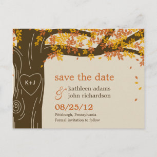 Oak Tree Hochzeit im Herbst Save the Date Postkart Ankündigungspostkarte